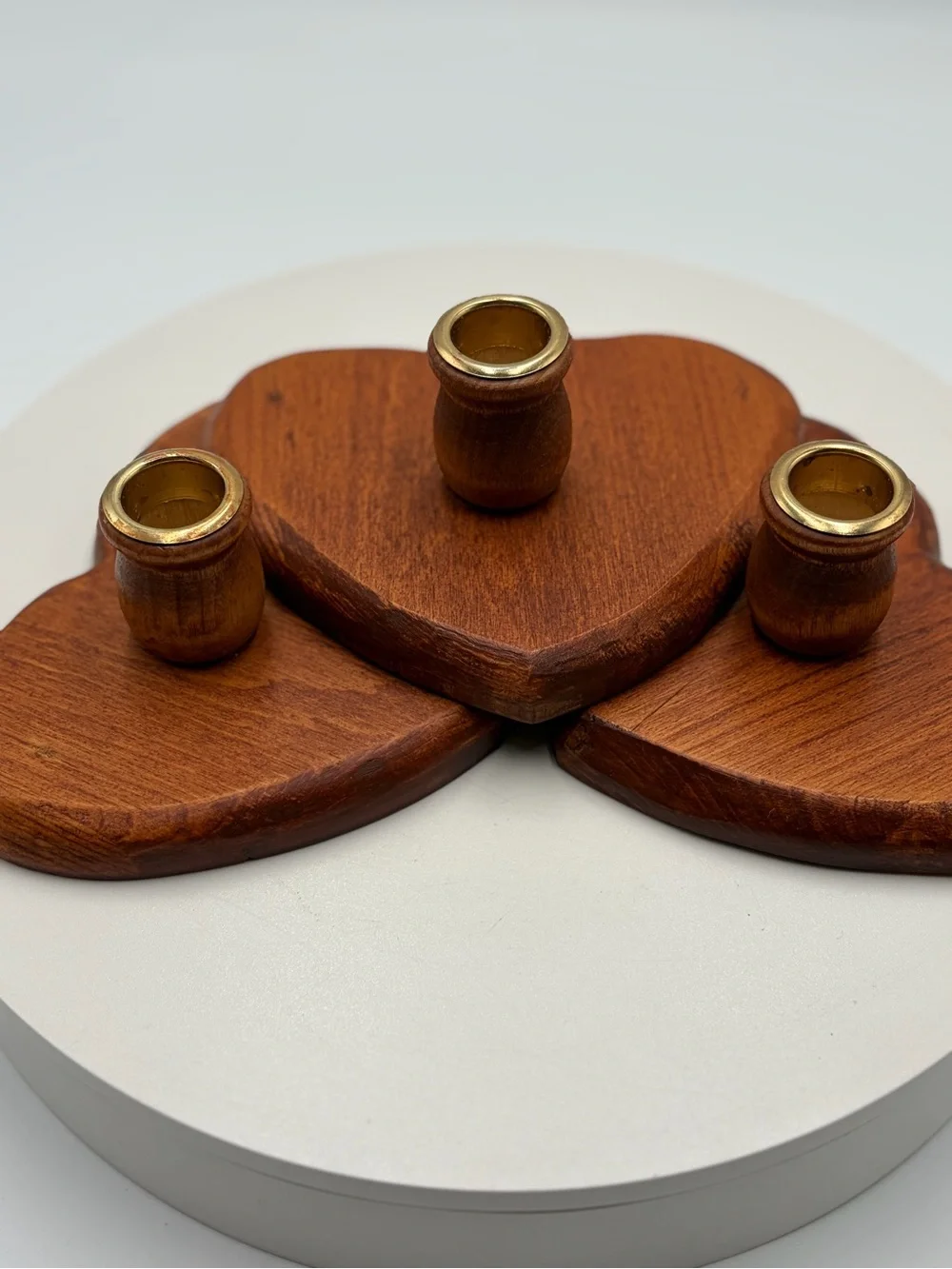 Wooden Heart Wall Candle Holder - Brown